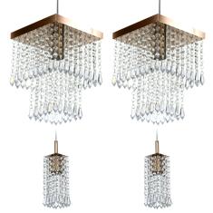 Kit 2 Pendentes Marrycrillic + 2 Pendentes Clearcrilic Cobre