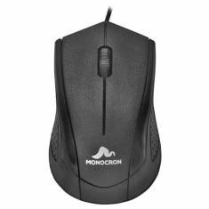 Mouse USB Óptico Com Fio 1000 DPI Cabo 1.5m Monocron MN232 Preto