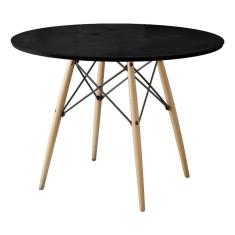 Mesa De Jantar Eiffel Redondo Tampo De Madeira 110cm Preto - Cor: Preto
