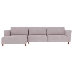 Sofá 290cm com Chaise Esquerda Franz Suede Rosê G52 - Gran Belo