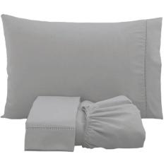Jogo De Lençol Solteiro Percal 200 Fios 3 Peças - Cinza
