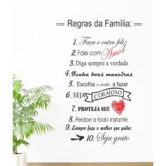 Adesivo Decorativo De Parede Frases Regras Da Família