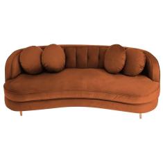 Sofá Curvo 3 Lugares Orgânico Sala Recepção Luxo Panamá 185cm Suede Terracota