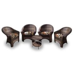 Conjunto de Poltronas Fibra Sintética Bali - 4 Poltronas + 1 Mesa Cent