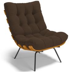 Poltrona Decorativa Costela L02 Suede Marrom - Lyam Decor