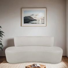 Sofá Curvo Orgânico 140cm 2 Lugares Linho Antonela