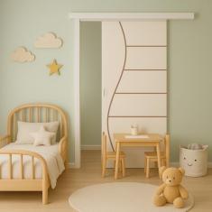 Porta de Correr Branco Prime Frisada F07-210x70