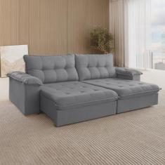 Sofá Retrátil Muriaé 4 Lugares 210 cm Linho - Lufer Estofados