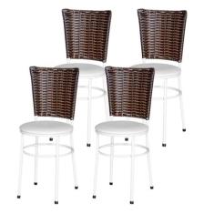 Jogo 4 Cadeiras Para Cozinha Branca Hawai Cappuccino - Lamar Design, L