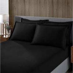 Jogo de Cama Buettner Queen Malha Liso 3 Peças Image Preto