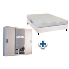 Cama Box Casal + Colchão Frontier Herval + Guarda Roupa Veneza Luxo Br