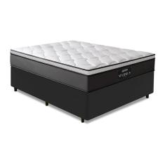 Cama Box Casal Colchão Gazin Maximus Molas Ensacadas 138x188x62cm Cinza / Preto - Suporta até 120Kg por Pessoa