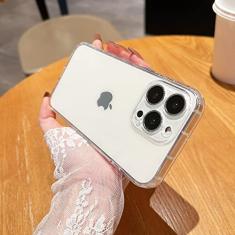 Estojo de almofada de ar transparente para iPhone 14 13 12 11 Pro Max XS X XR 7 8 Plus Capa de silicone macio para proteção de mini lente, transparente, para iPhone13