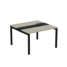 Mesa Plataforma Dupla com Pé de Aço para Coworking 120x120 Pdc12/12/2p Nogueira Casablanca/Preto