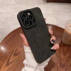 Capa de couro macio fosco para iPhone 15 14 13 12 11 Pro Max Plus Capas protetoras de câmera Capa à prova de choque Acessórios de telefone, preto, para iPhone 11 ProMax