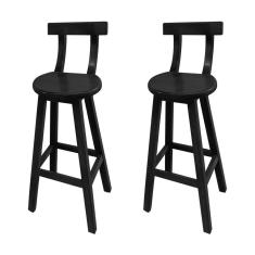 Kit 2 Banquetas Altas de Madeira com Encosto Girafa Preto