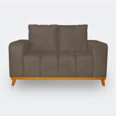 Sofá 2 Lugares Memphis Ultra Conforto em Madeira Maciça e Suede Capucc