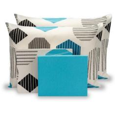 Jogo de Lençol 6 Peças Kit Roupa de Cama 180 Fios Percal Acabamento em