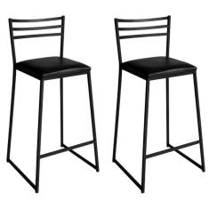 Conjunto de 2 Banquetas Alta Lisboa de Aço de Carbono