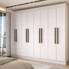 Guarda-Roupa Casal Diplomata 8 Portas 4 Gavetas 100% Mdf Branco - Panorama Móveis