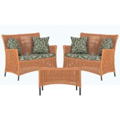 2 Sofá Área e Mesa Igapó Alumínio Pintura Preta Corda Náutica Estofado Impermeável Almofada 5 Trama