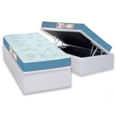 Cama Box Baú Solteiro: Colchão Espuma D45 Castor Sleep Max + Base CRC 