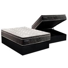 Cama Box Baú Casal: Colchão Molas Paropas Extrapedic Olímpia + Base Crc Suede Black(138X188)