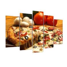 Quadro Decorativo Mosaico 5 Peças Mod061 Pizza Calabresa