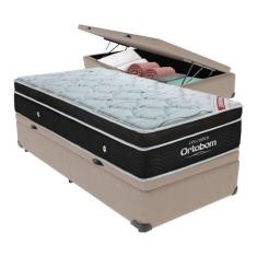 Cama Box Baú Solteiro Colchão Ortobom Elegant Mola Ensacada Cor:bege