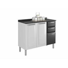 Balcão Cozinhas Itatiaia Luce - 3 Portas e 2 Gavetas - Preto, Preto e 