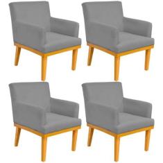 Kit 04 Poltronas Decorativa Para Sala de Estar Base Mel Beatriz W01 Ma