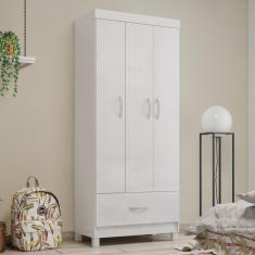 Guarda Roupa Solteiro Jones 3 Portas de Abrir 1 Gaveta MDP Branco Casa H