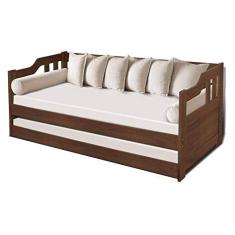 Sofa cama solteiro de madeira maciça com cama auxiliar Atraente imbuia