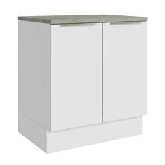 Balcão Madesa Lux 70 cm 2 Portas - Branco/Branco Veludo (Com Tampo), B