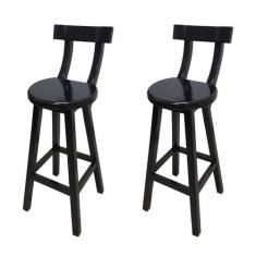 Conjunto 2 Bancos Alto Bistrô De Madeira Com Encosto Bancada Ideal Par