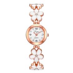Relógio Feminino Dourado Pulseira Com Pedras Flor Analógico - LVPAI