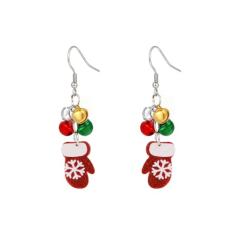 Brincos de Natal com pingente de sino colorido com pingente de enfeite para mulheres, chapéu de Papai Noel pendurado, luva de bengala de Natal, copo de luva, floco de neve, flor, sininho, gancho,