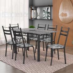 Conjunto De Mesa Itália Com 6 Cadeiras 1,40m Artefamol Granit