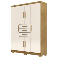 Guarda Roupa Casal Taurus 6 Portas Nature Champanhe Vila Rica