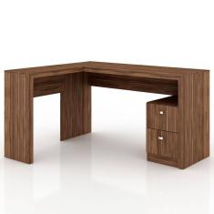 Mesa Para Escritório 2 Gavetas Me4129 Nogal - Tecno Mobili