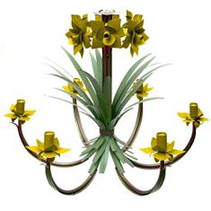 Pendente de Teto Rústico Decorativo Sala Moderna Flores e Folhas