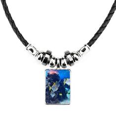 DIYthinker Colar Ocean Fish Science Nature Picture Jewelry Torque Leather Rope Pendant