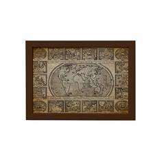 Quadro Vintage Mapa Antigo Navegações Moldura Marrom 33x43cm