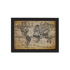 Quadro Vintage Mapa Antigo Meridional Moldura Preta 33x43cm