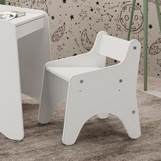 Cadeira Infantil com Encosto e 2 Regulagens de Altura Montessori Movelbras Branco