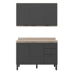 Cozinha Modulada Firenze FI0010 Avena Grafito - Demóbile