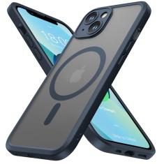 ImpactStrong Capa protetora magnética projetada para iPhone 13 [proteção da câmera] [teste de queda de grau militar] [compatível com MagSafe] Capa de telefone fosca translúcida fina (6,1 polegadas