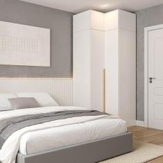 Guarda-roupa Modulado de Canto 2 Peças 4 Portas Jade Cabecasa Madeiramadeira Branco Fosco