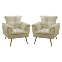 Kit 2 Poltronas Beta para Sala de Estar Sued Bege Aradecor, Bege, ÚNIC