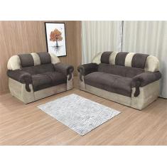 Sofá 2 e 3 Lugares Marrom com Bege 603/602 Corsa - Alpoim